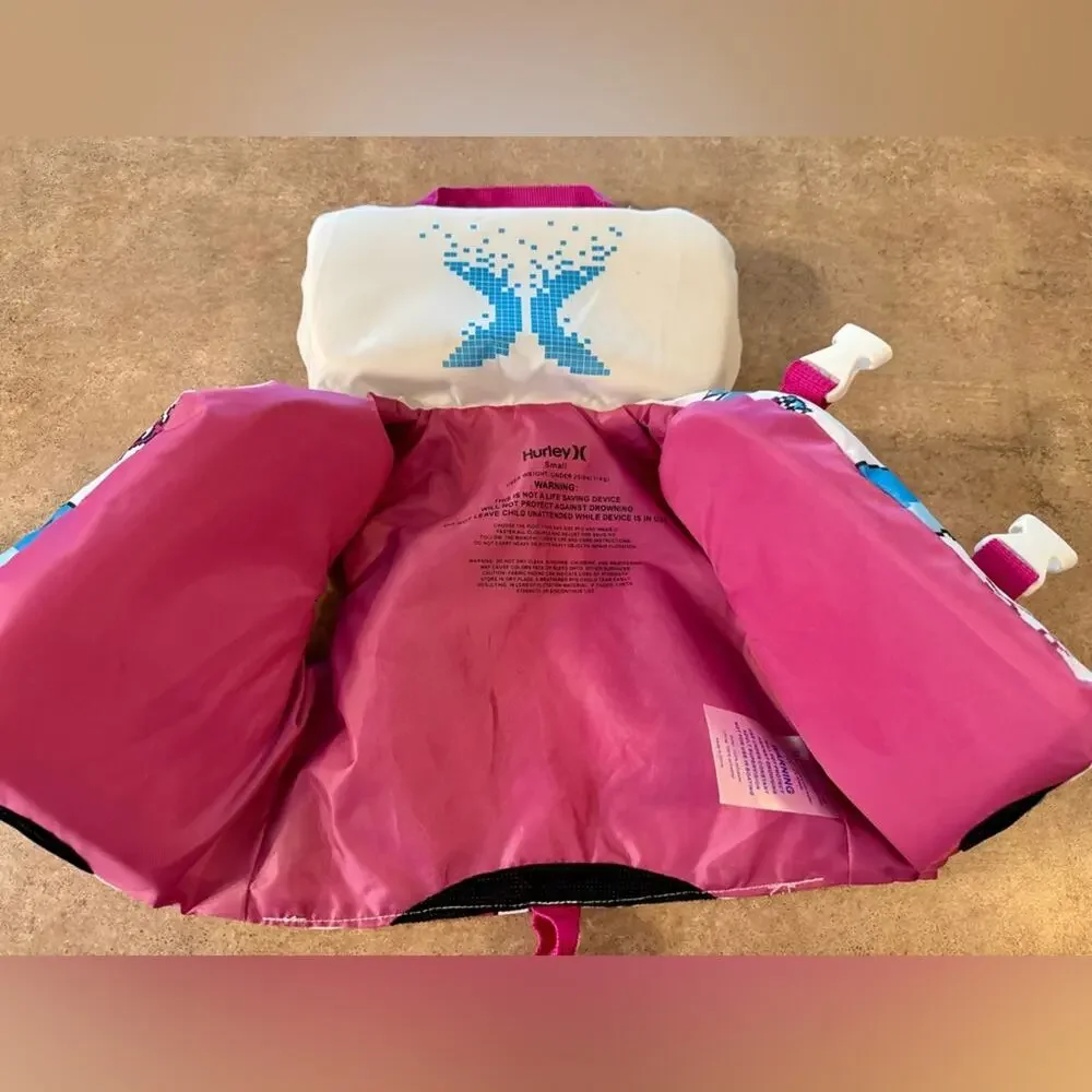Hurley Kids' Life Jacket with Pink Straps, Size Small Under 25lbs NWOT